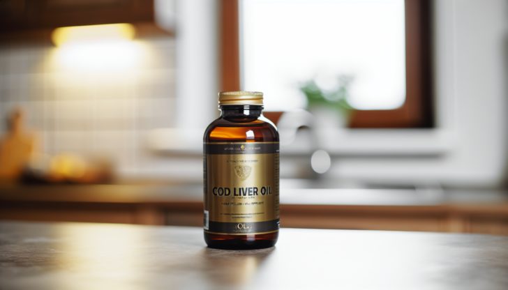 Bottle of cod liver oil supplement
