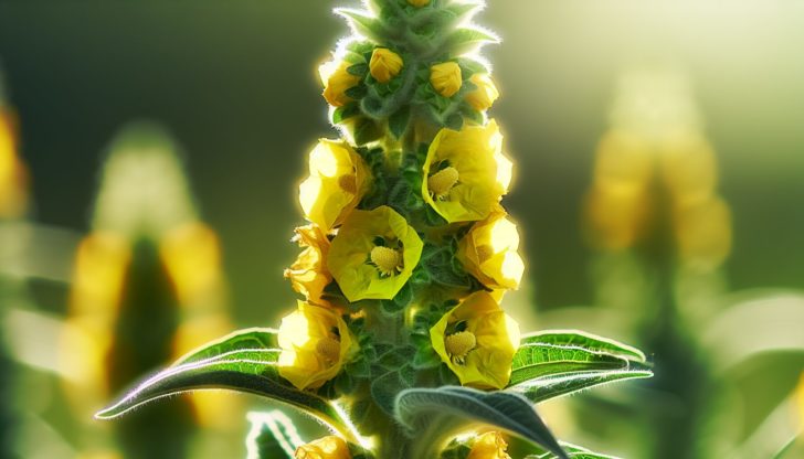 Yellow mullein flowers in full bloom