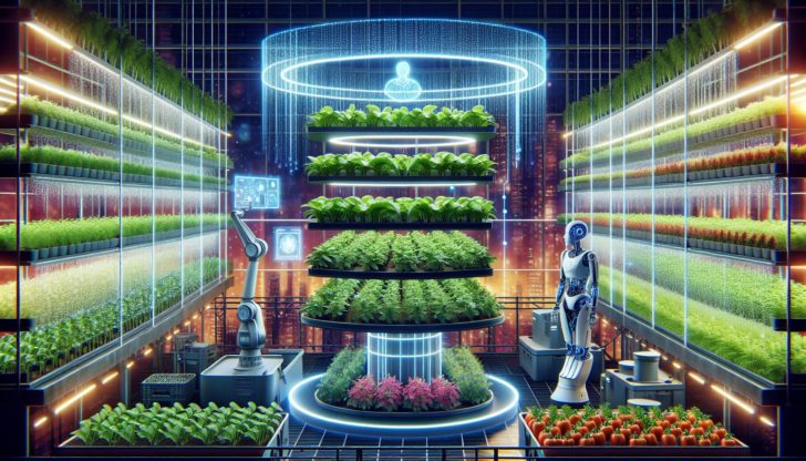 Illustration of advanced technologies in vertical farming